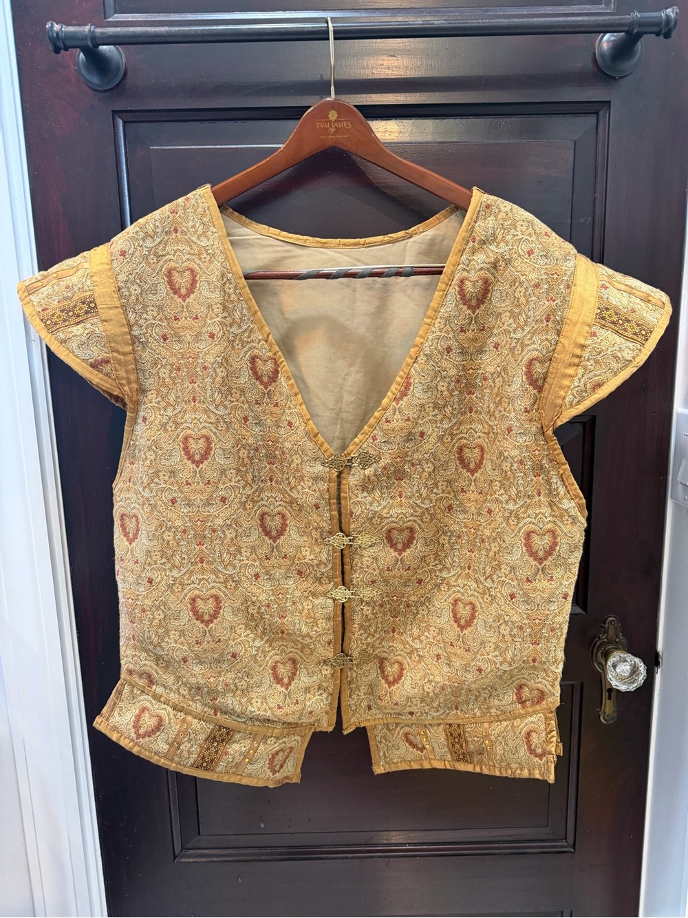Vintage-Style Gold Brocade Men's Vest